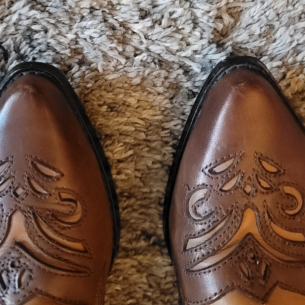 Dingo Brown Tan Leather Western BOHO Style Ankle Booties 7.5 - Picture 6 of 11